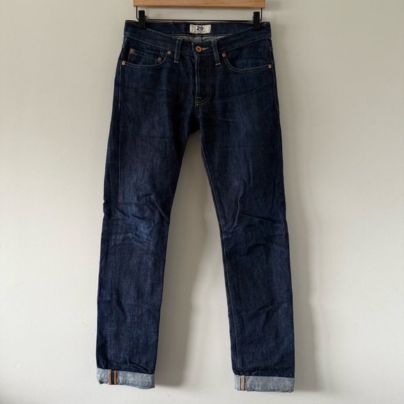 Tellason Slim Tapered Fit Jeans Mens 29 Denim Made in USA Hipster Cone Mills 14 - Picture 1 of 12